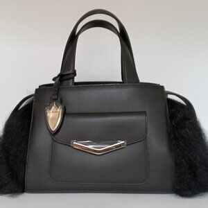 Chloe Mini Tote Bowery Black w/Fur Leather Handbag Time's Arrow  NWT